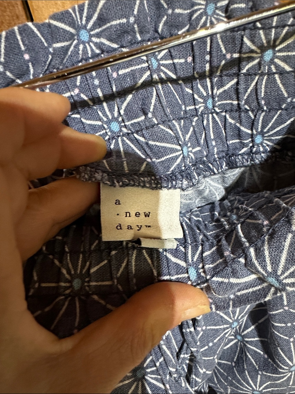 a new day Blue Geometric Paperbag-Waist Shorts with Tie - Picture 2 of 5